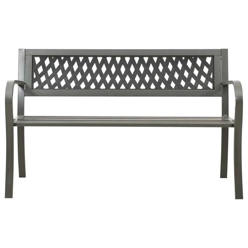 Stylish 49.2 Steel Gray Patio Bench - Durable Outdoor Seating for Garden & Patio Decor