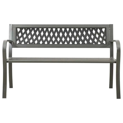 Stylish 49.2 Steel Gray Patio Bench - Durable Outdoor Seating for Garden & Patio Decor