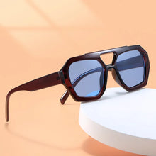 Load image into Gallery viewer, Vintage Square Sunglasses for Women Men Thick Frame Double Bridges Eyewear Female Fashion Chic Polygon Sun Glasses Leopard Blue
