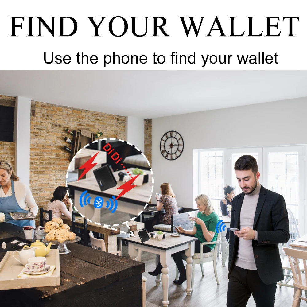 Wallet GPS Card Holder Wallet for Men Smart Card Holder  Wallet for Men With Tracking Device  FindMy for Android, Best Men  Gift