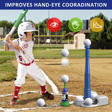 Load image into Gallery viewer, 2 in 1 T Ball Sets for Kids 3-6+, with Automatic Pitching Machine/Adjustable Batting Bat &amp; Stand,Baseball Toys for Boys Girls
