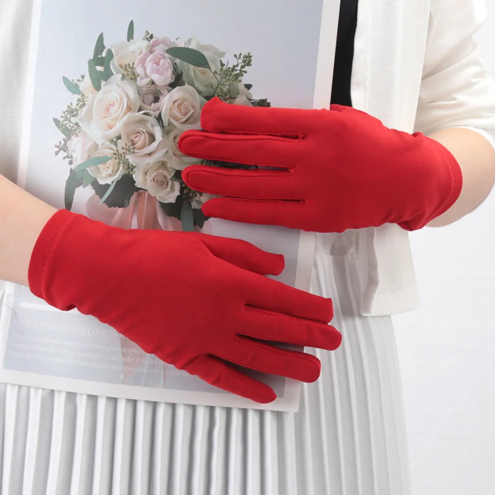 Women Fashion Gloves for Spring Summer Sunscreen Female Thin Solid Color Ceremonial Performance Dance Breathable Driving Gloves