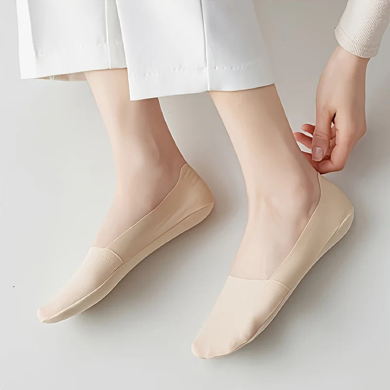 9Pairs Women's Socks Cotton Breathable Summer Ultra-thin No Show Ice Silk Sock Silicone Non-slip Bottom Absorb Sweat Boat Sock