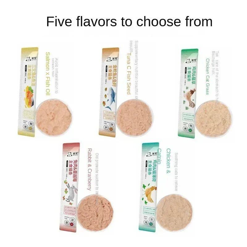 50pcs Cat Snacks Cat Food High Protein Liquid Fresh Meat Cat Grass Salmon Chicken Nutritional Snacks Pet Training Reward Snacks