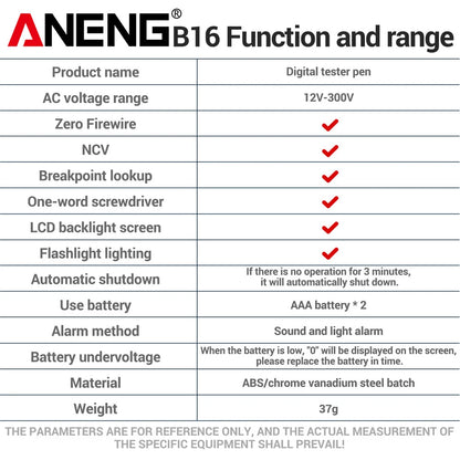 AC 12V-300V Non-Contact Voltage Detector Digital NCV Voltage Tester Smart Induction Test Pen Wire Breakpoint Finder Live Wire Te