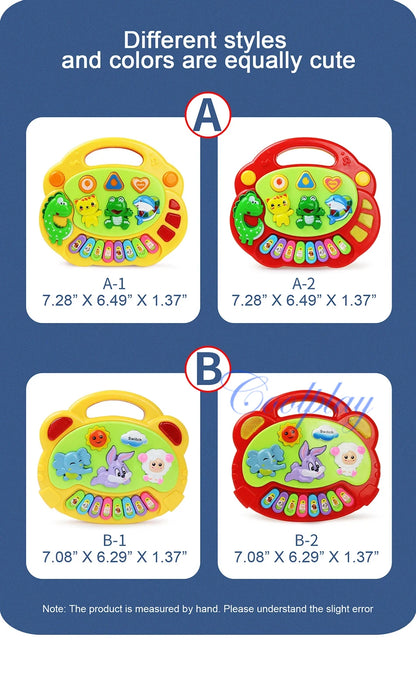 Kids Cartoon Piano Keyboard Game with Animal Sounds Flashing Light Music Baby Instrument Music Toys Educational Toys Kids Gifts