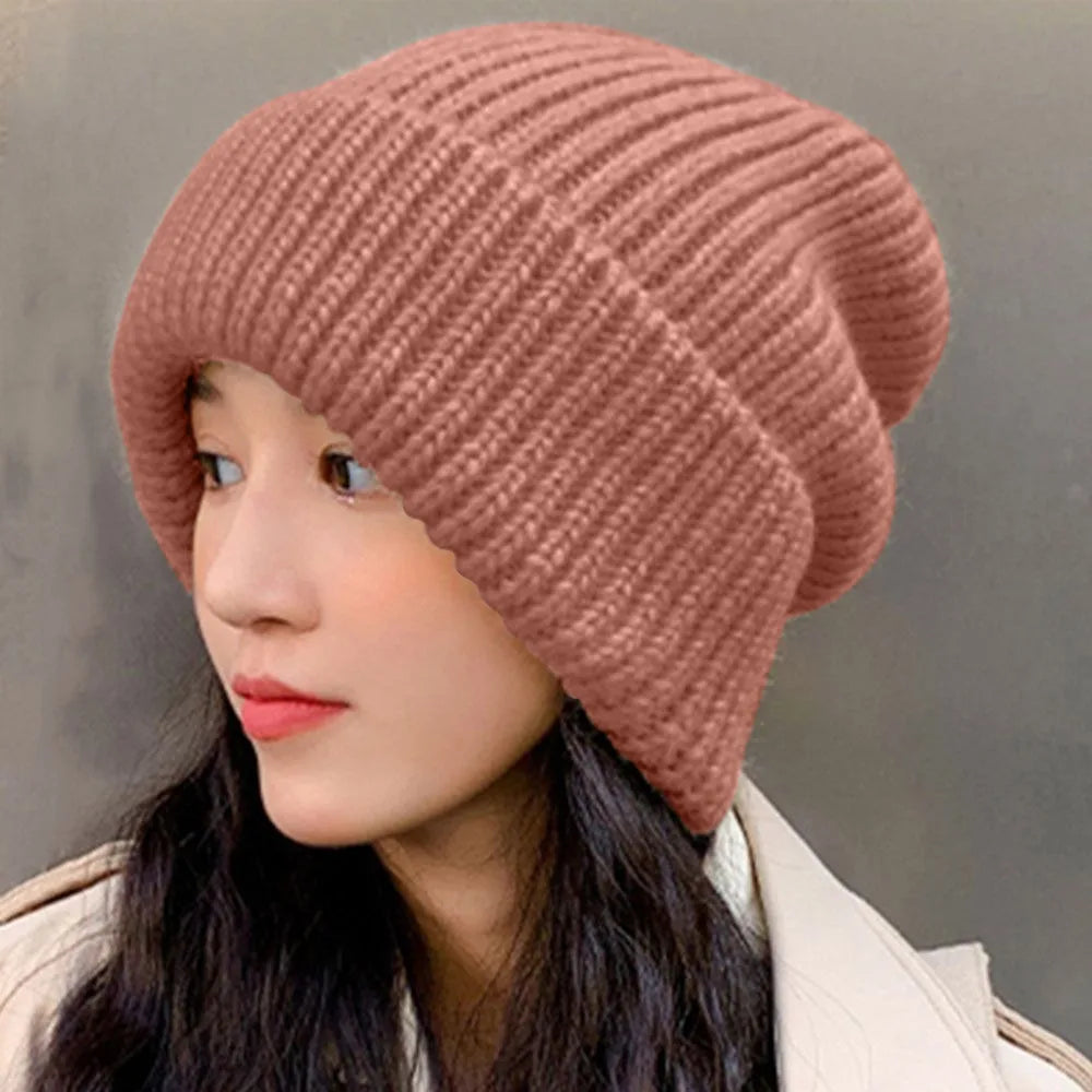 Winter Warm Hats for Women Casual Stacking Knitted Bonnet Caps Men Hats Simple Solid Color Hip Hop Unisex Female Beanies