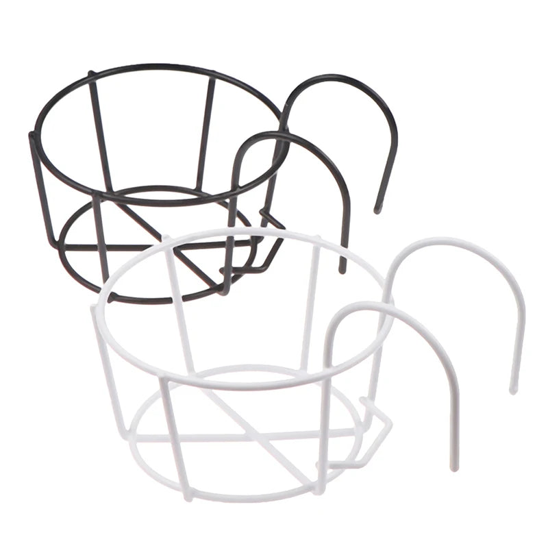 Garden Hanging Plant Iron Racks Balcony Round Flower Pot Rack Railing Fence