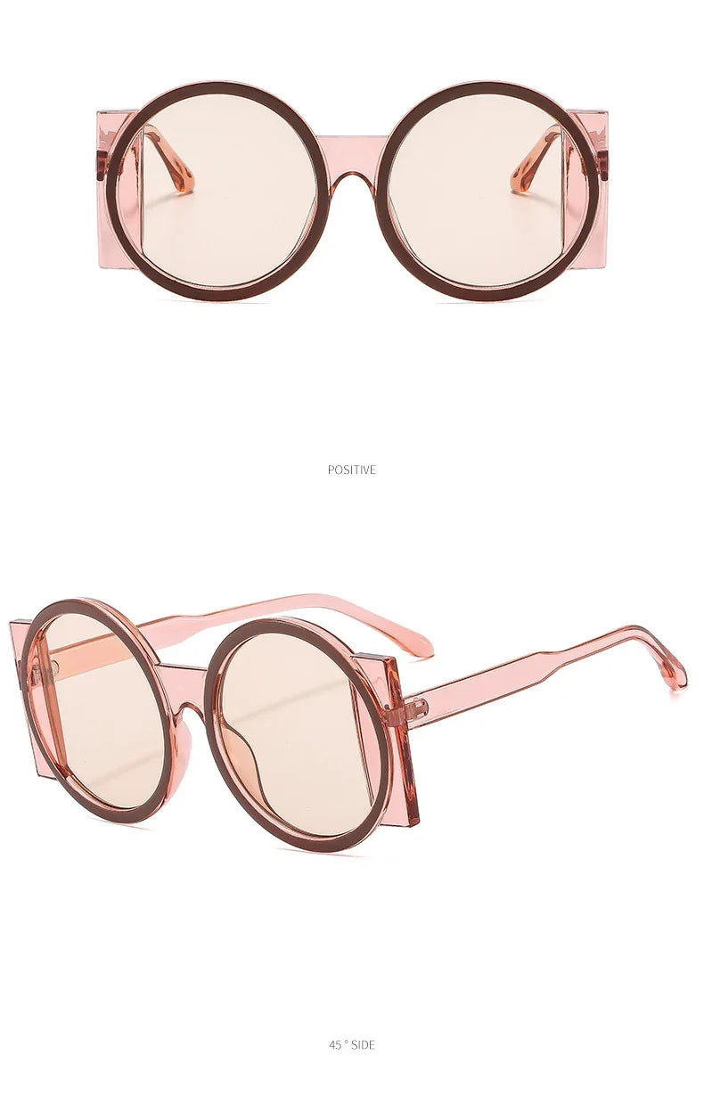 New Round Sunglasses Women Men Cute Brand Designer Elegant Sun Glasses Female Male Big Frame Outdoor Eyewear