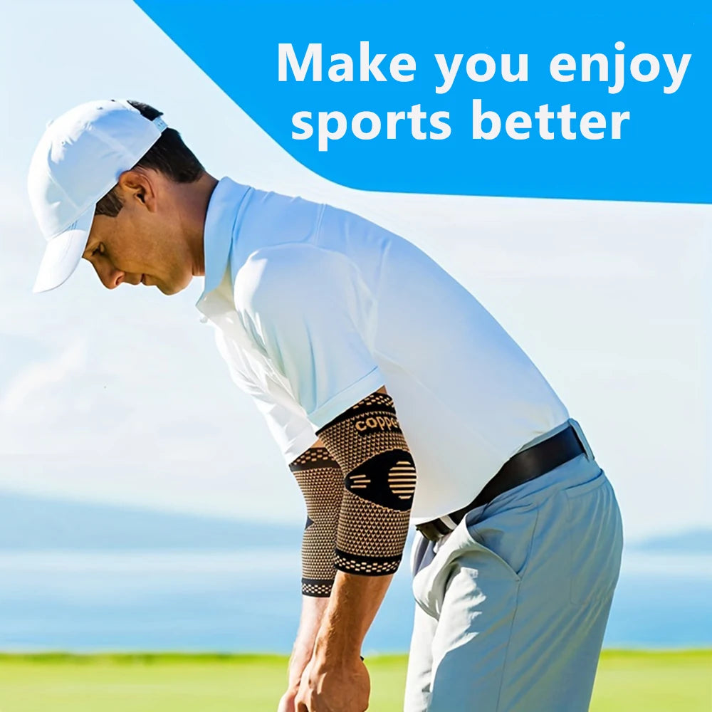 Elbow compression sleeve (1 pair)-prevents and restores tendonitis support for weight liftin