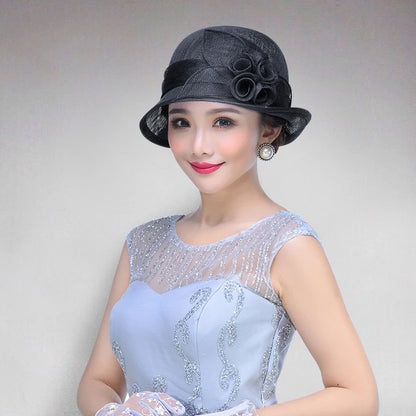 FS Wedding Top Hats For Women Elegant Church Sun Protection Cap Ladies Purple Breathable Sunshade Formal Occasion Millinery