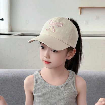 Kids Baseball Caps for Boys Girls Sun Hat Love Heart Hollow High Ponytail Caps Children Adjustable Baseball Caps for 4-12 Years