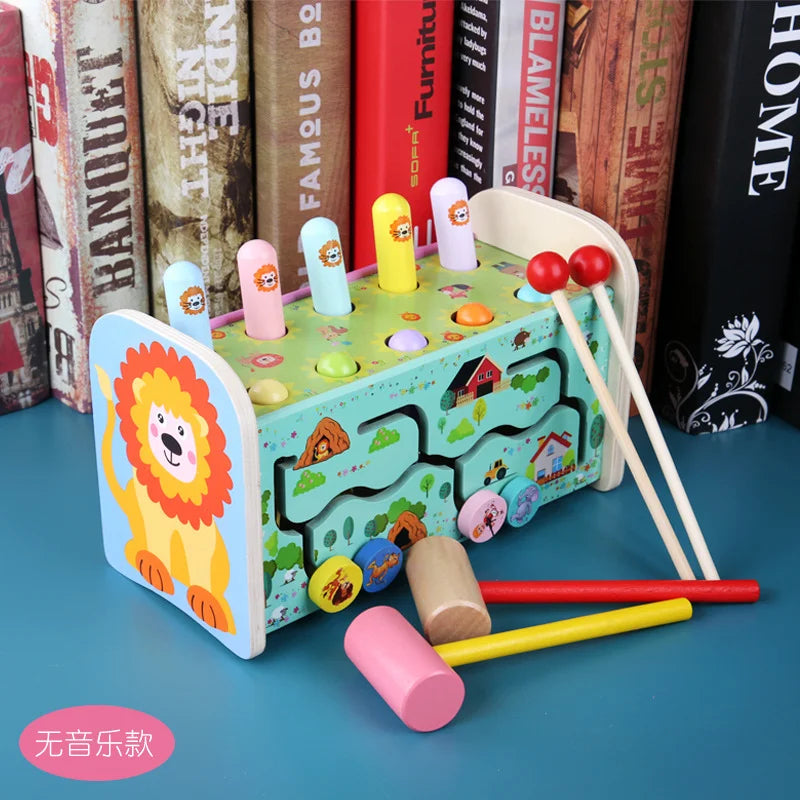 Montessori Wooden Percussion Instrument Toy | Drum Bench & Number Sorting Maze | Children's Music and MathEnlightenment