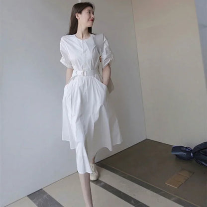 Women's Dress White Clothing Midi Formal Occasion Female Dresses 2024 Outfits Luxury Chic and Elegant Pretty Fashion Y2k Loose X