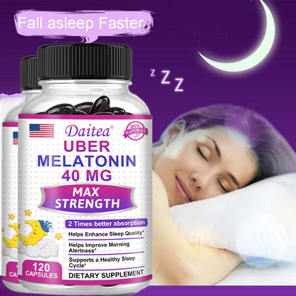 Melatonin for Adults 40 mg helps relieve sleep disturbances and improve sleep quality and energy levels