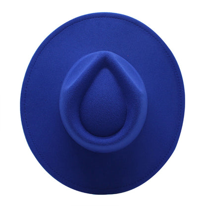 Womens Felt Hat Fedoras Big Brim Hats for Women British Style Vintage Church Hats Lady Flat Brim White Jazz Cap