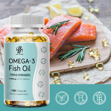 Load image into Gallery viewer, 3600mg Triple Strength Omega 3  Fish Oil Supplement Rich EPA &amp; DHA, Omega 3 Supplements for Heart, Brain &amp; Immune Support
