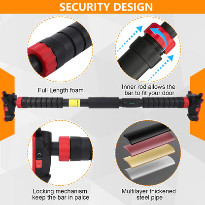 Pull Up Bar for Doorway Chin Up Bar with No Screws Wall Mount Non Slip Strength Training Pullup Bar Adjustable Pull Up Bar