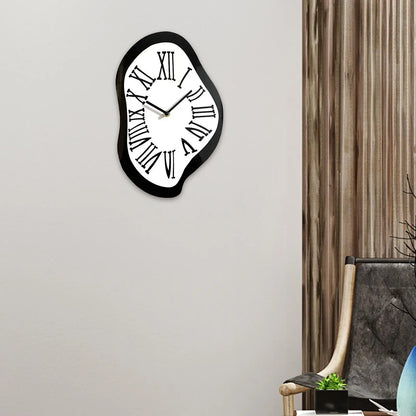 Melting Clock Roman Numeral Clock Distorted Wall Clock for Shop Bedroom Home