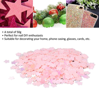 Nail Art Glitter Flakes Cherry Shape Sparkling Manicure Decoration Sequins for Nail Shop Pink 50g
