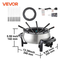 Load image into Gallery viewer, VEVOR Electric Fondue Pot Set for Cheese &amp; Chocolate 3 Quart Chocolate Melting Stainless Steel Fondue with Temperature Control
