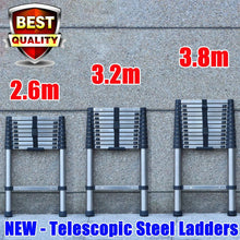 Load image into Gallery viewer, Ladders Extendable Telescopic 2.6M-5M Heavy Duty Multi Purpose Straight Loft Ladder Portable Folding Stainless Steel Ladder Tool
