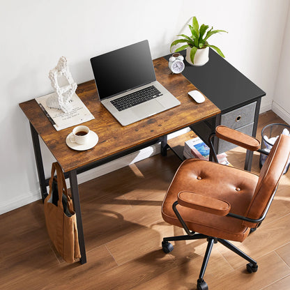 JHK Computer Desk With Drawers 55 Inch Home Office Desk Writing Desk Work Desk PC Table Study Desk With 2-Tier Drawers
