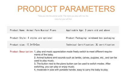 Kids Cartoon Piano Keyboard Game with Animal Sounds Flashing Light Music Baby Instrument Music Toys Educational Toys Kids Gifts