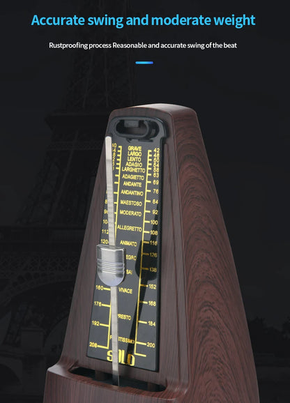 Mechanical Metronomes for Piano Guitar Violin Bass Drum and Other Musical Instruments, Loud Sound, High Precision(Wood Grain)