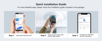 Jennov 2Pcs 2K WiFi Light Bulb Security Camera Wireless Outdoor - Cameras for Home Security Outside, Light Socket Indoor Camera