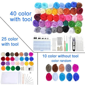 40/25/10 Colors Set Needle Felting Kit Wool Roving Needle Felting Starter Kit Wool Felt Tools with Felting Tool