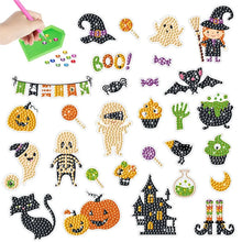 Load image into Gallery viewer, Halloween Diamond Painting Kit For Kids Adult Beginners Cartoon Witch Ghost Pumpkin Cat Halloween Gem Stickers DIY Craft
