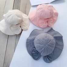 Load image into Gallery viewer, Princess Baby Hat for Girls Big Bow Summer Kids Bucket Hats Wide Brim Travel Baby Sun Cap Infant Accessories 1-3Y
