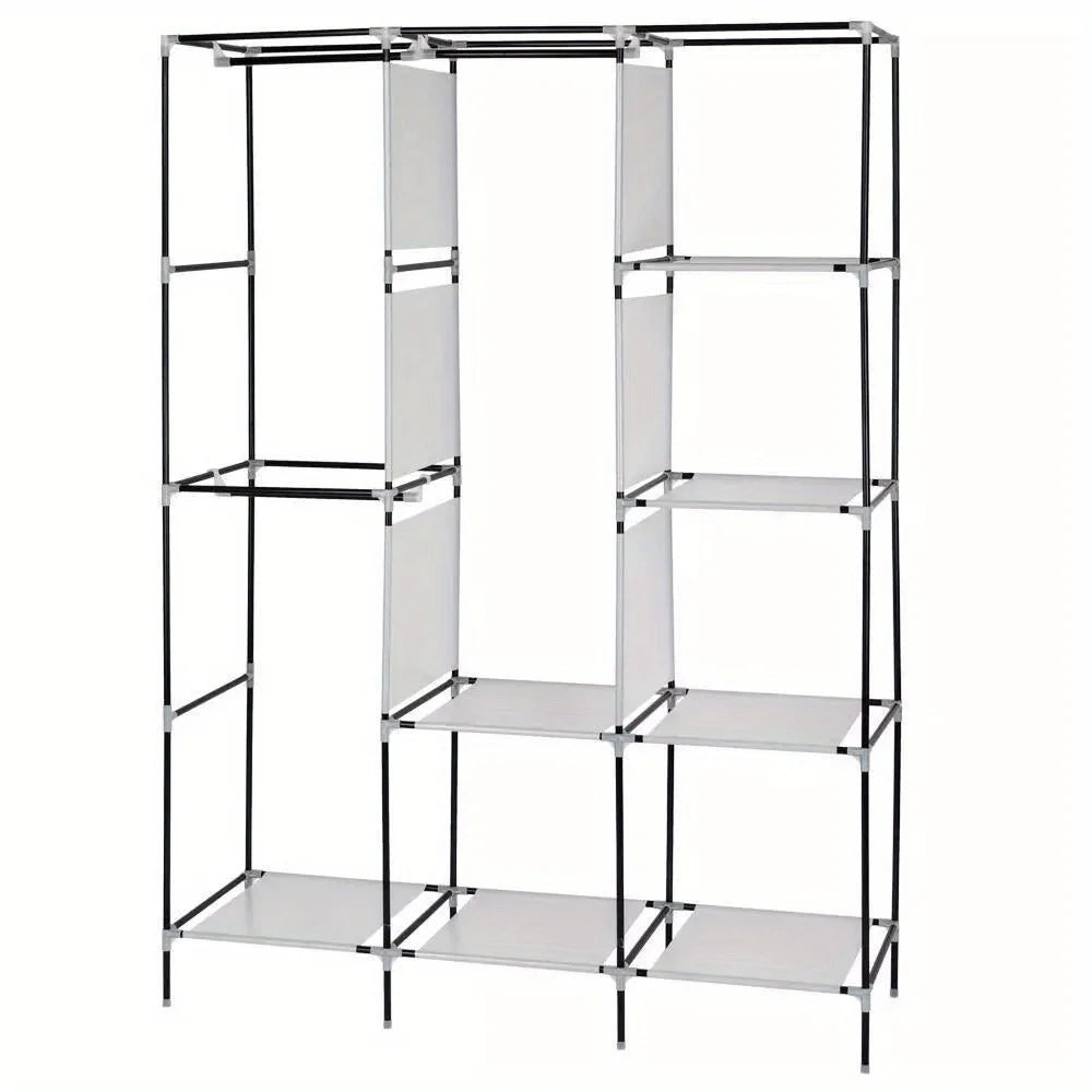 71" Portable Clothes Storage Closet Organizer Wardrobe Rack Shelves Fabric Steel
