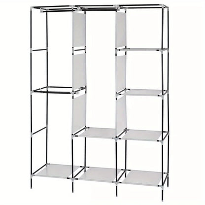 71" Portable Clothes Storage Closet Organizer Wardrobe Rack Shelves Fabric Steel