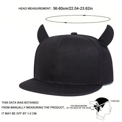 1piece Unisex Cute Cow Horn Hip-hop Hats Fashion Spring Autumn Outdoor Adjustable Casual Baseball Caps Sunscreen Hat