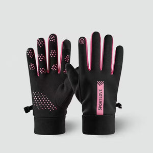 Womens Autumn and Winter Sports Warm Gloves Waterproof and Anti Slip Cycling Gloves Wind and Cold Resistant Outdoor Activity Glo