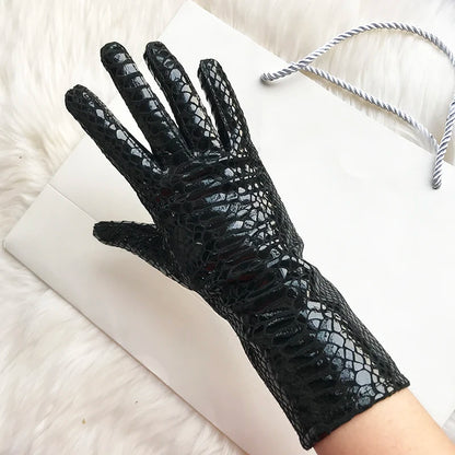 Long Gloves For Women Spring Winter Male Patent Leather Fashion Catwalk Motorcycle Riding Luvas Brilliant Warm Arm Warmer Gants