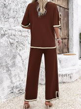 Load image into Gallery viewer, High Quality Elegant Women Clothing 2024 Temperament Casual Solid Color Knitted Shite Sleeved Suit Sweatpants Wide Leg Pants Y2k
