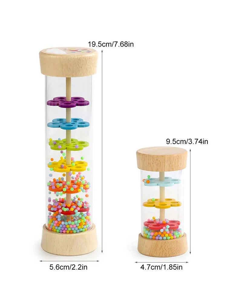 Wooden Rain Sound Tube Instrument Rain Maker Rain Stick Musical Instrument Hourglass Music Shaker Toy Hearing Enlightenment Toys