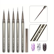Load image into Gallery viewer, Nails Art Liner Brushes Elongated Lines Striping Drawing Painting 6/9/12/15/18/25mm Nail Design Pen Professional Manicure Tool
