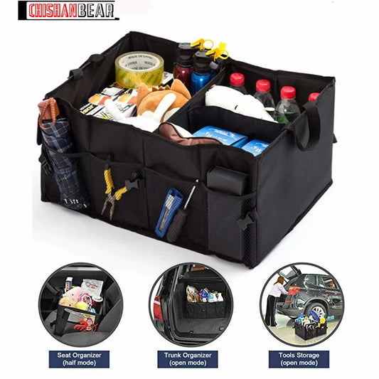 Car Trunk Storage Organizer Compartment Collapsible Portable Storage Cargo Box for SUV, Auto, Truck - Nonslip Waterproof Bottom