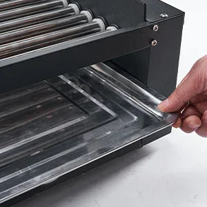 1400W Hot Dog Roller Machine Stainless Hotdog Roller Grill with Glass Guard LED Warm Light for Commercial BBQ (7 Rollers)