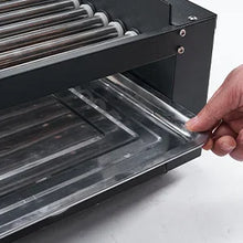 Load image into Gallery viewer, 1400W Hot Dog Roller Machine Stainless Hotdog Roller Grill with Glass Guard LED Warm Light for Commercial BBQ (7 Rollers)
