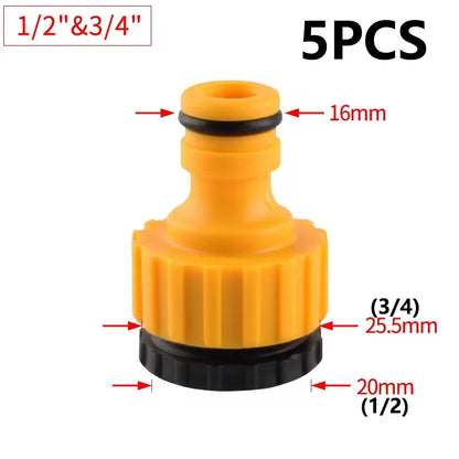 Garden Hose Tap Connector 3/4 inch and 1/2 inch BSP 2in1 Threaded Faucet Adapter Hose Connection Set for Garden Irrigation