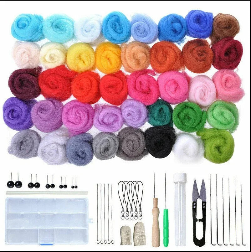 40/25/10 Colors Set Needle Felting Kit Wool Roving Needle Felting Starter Kit Wool Felt Tools with Felting Tool