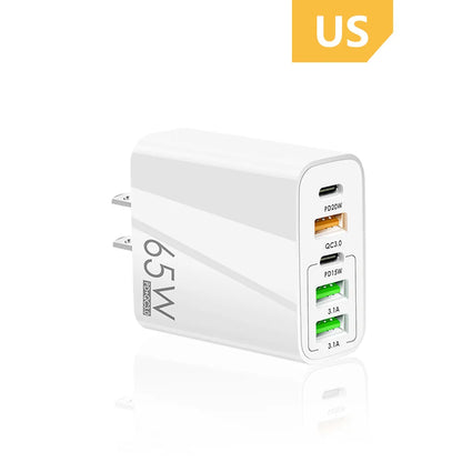 65W Charger Type C Fast Charging QC3.0 For iPhone 14 13 12 Pro Max Huawei Xiaomi Samsung POCO Tablet USB C Charger PD Adapter