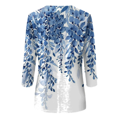 Women's Clothing T-shirt Fashion Casual Round Neck 3/4 Sleeve Loose Printed T-shirt Ladies Top Louse Beautiful Girls T-shirt