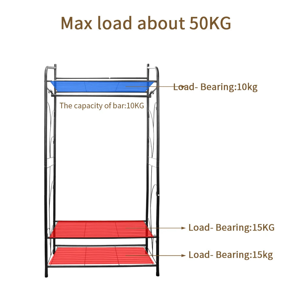 Heavy Duty Clothes Rack Coat Stand Hanger Garment Organiser Closet Storage Metal Shelves Strong Load Capacity