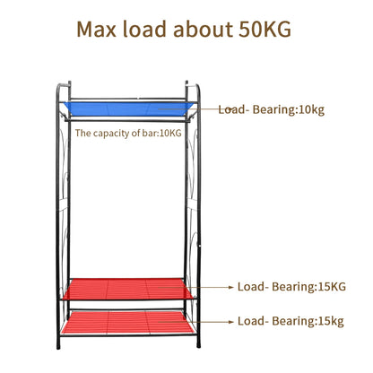 Heavy Duty Clothes Rack Coat Stand Hanger Garment Organiser Closet Storage Metal Shelves Strong Load Capacity
